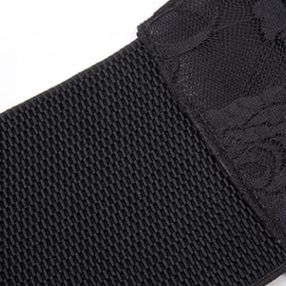 Wide Black Lace Up Goth Belt Gothic Corset Rose Floral Waist Cinching Stretch main image 5